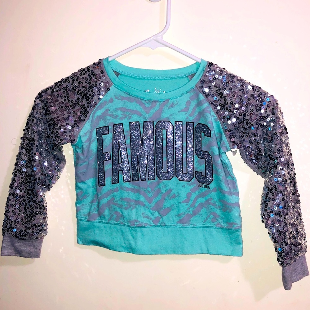 Crop long sleeve sequins top